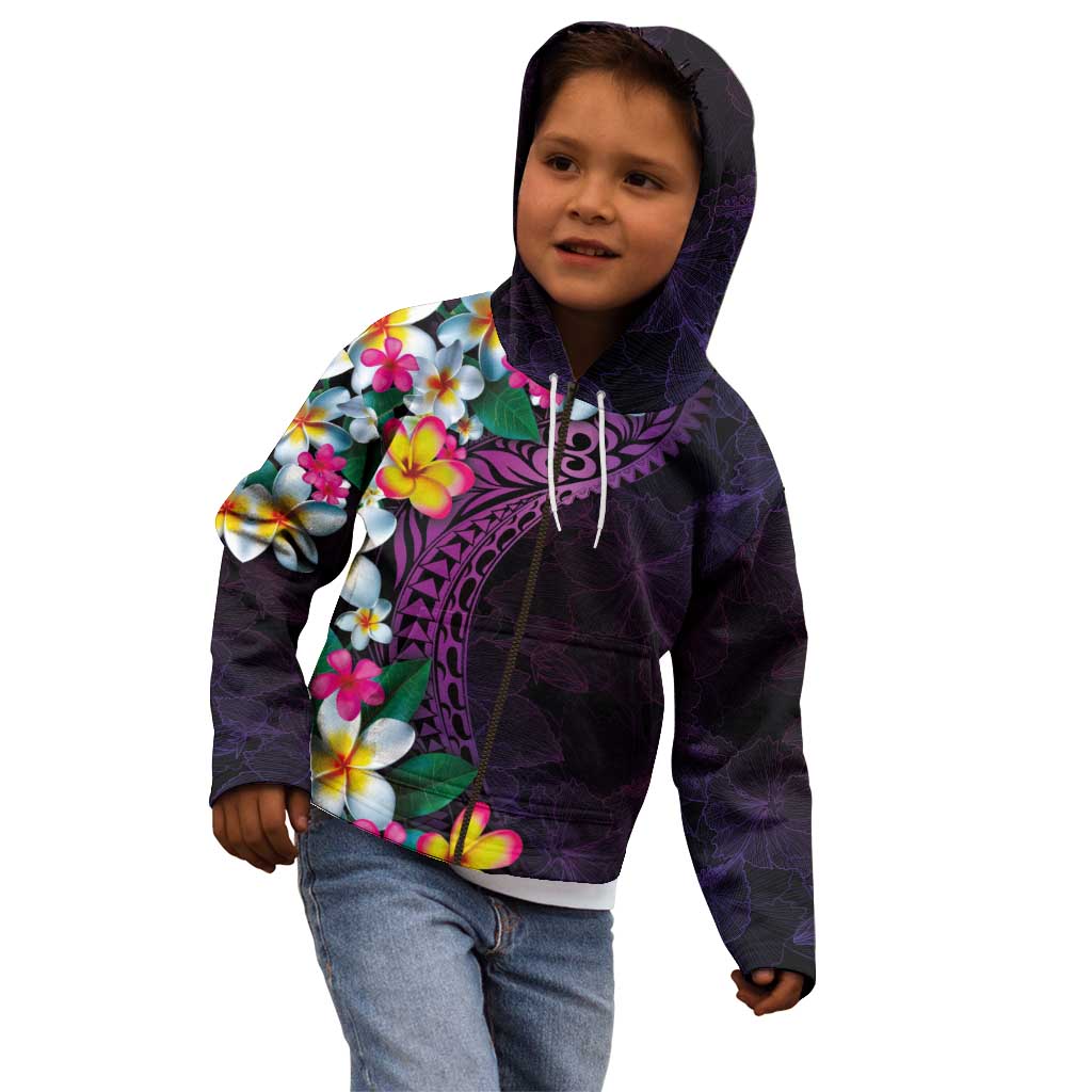 Hawaiian Plumeria-Polynesian Art Tattoo Mauve Color Kid Hoodie LT03 - Polynesian Pride