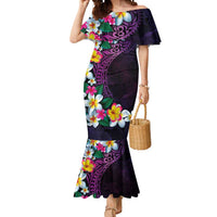 Hawaiian Plumeria-Polynesian Art Tattoo Mauve Color Mermaid Dress LT03 Women Purple - Polynesian Pride