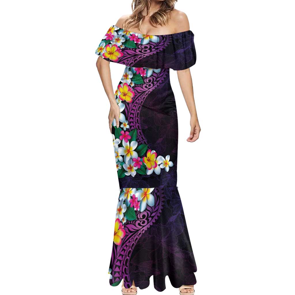 Hawaiian Plumeria-Polynesian Art Tattoo Mauve Color Mermaid Dress LT03 - Polynesian Pride