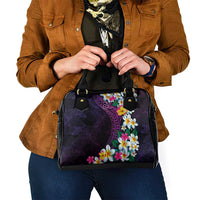 Hawaiian Plumeria-Polynesian Art Tattoo Mauve Color Shoulder Handbag