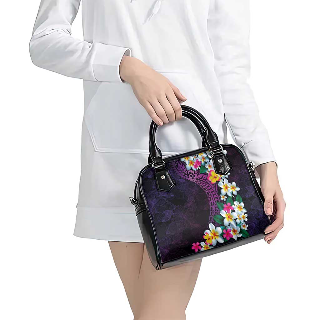 Hawaiian Plumeria-Polynesian Art Tattoo Mauve Color Shoulder Handbag