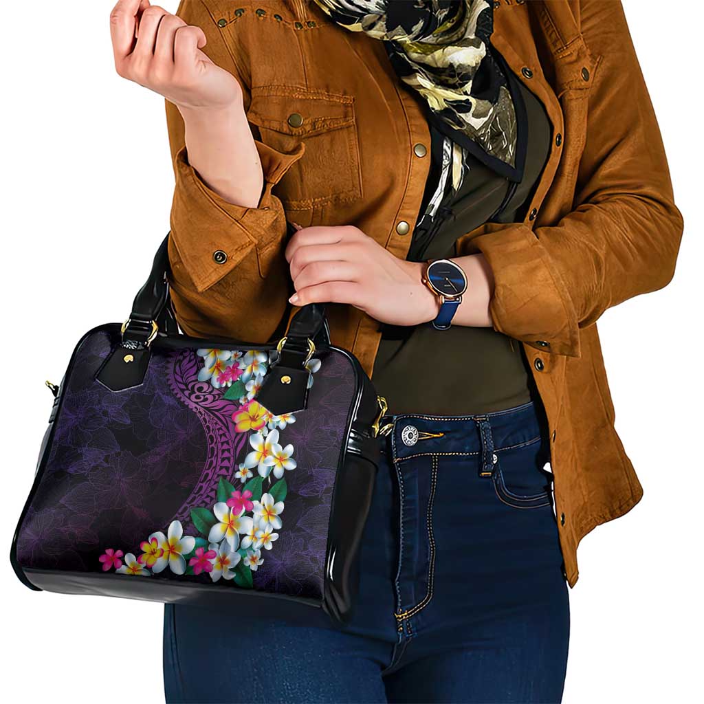 Hawaiian Plumeria-Polynesian Art Tattoo Mauve Color Shoulder Handbag