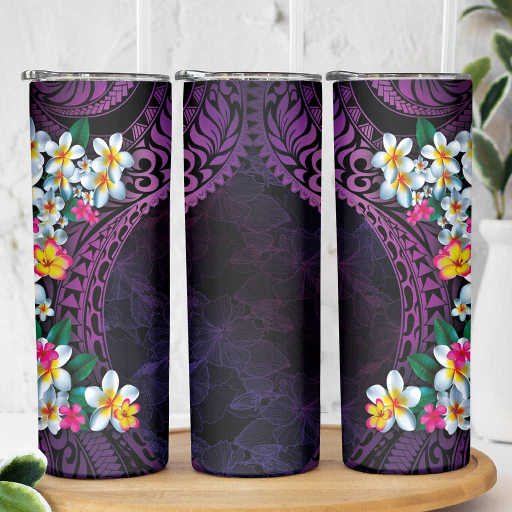 Hawaiian Plumeria-Polynesian Art Tattoo Mauve Color Skinny Tumbler LT03 - Polynesian Pride