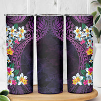 Hawaiian Plumeria-Polynesian Art Tattoo Mauve Color Skinny Tumbler LT03 - Polynesian Pride