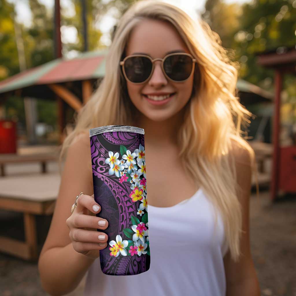 Hawaiian Plumeria-Polynesian Art Tattoo Mauve Color Skinny Tumbler LT03 - Polynesian Pride