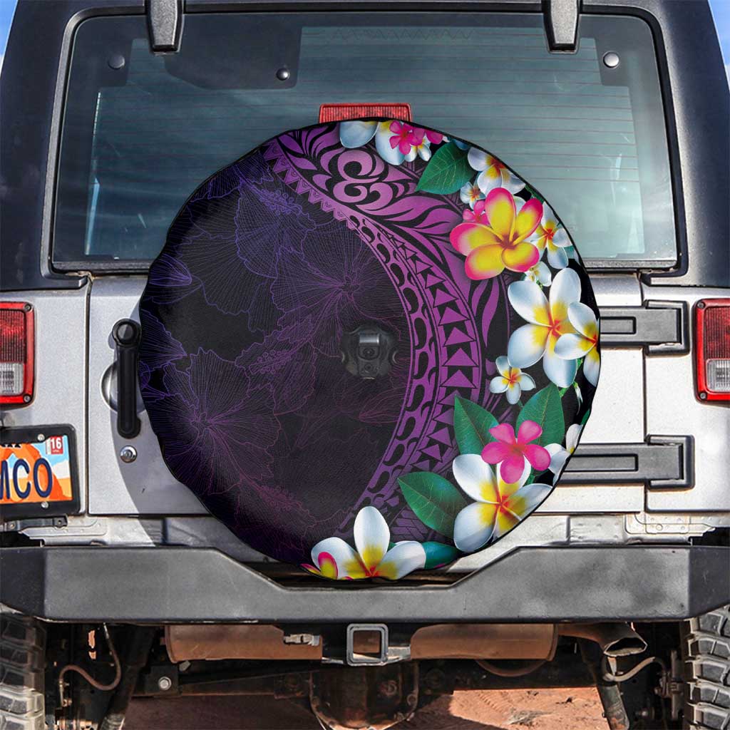 Hawaiian Plumeria-Polynesian Art Tattoo Mauve Color Spare Tire Cover LT03 Purple - Polynesian Pride
