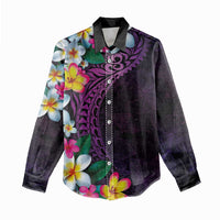 Hawaiian Plumeria-Polynesian Art Tattoo Mauve Color Women Casual Shirt LT03 - Polynesian Pride