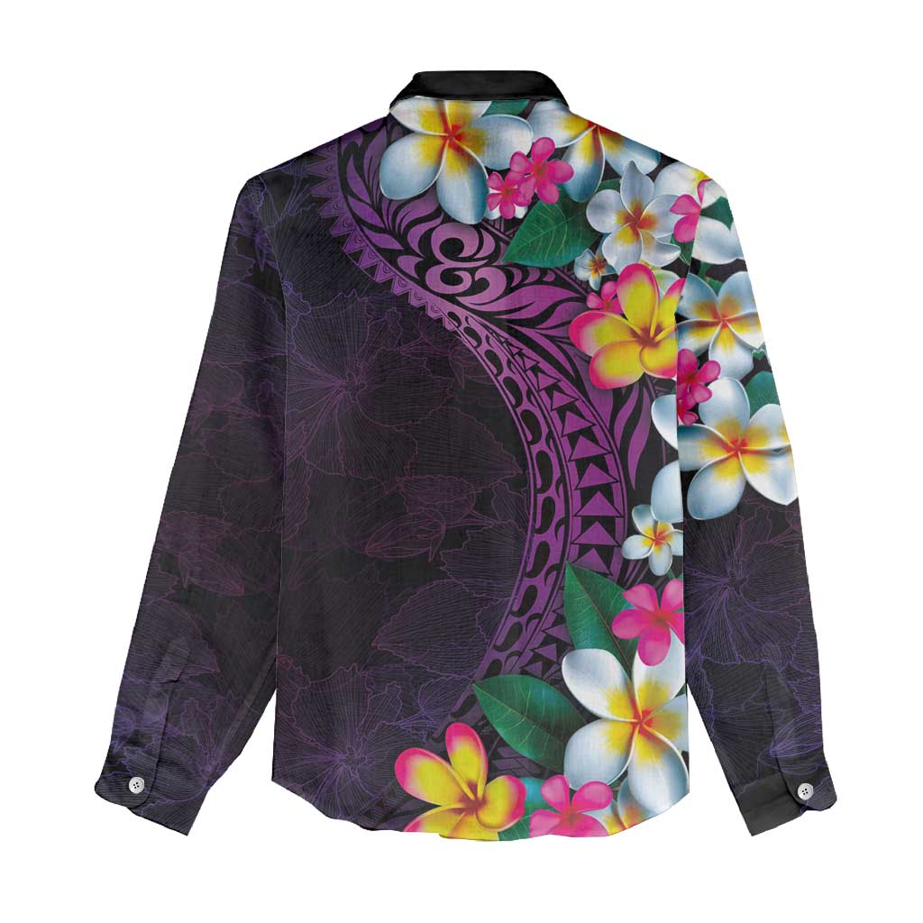 Hawaiian Plumeria-Polynesian Art Tattoo Mauve Color Women Casual Shirt LT03 - Polynesian Pride