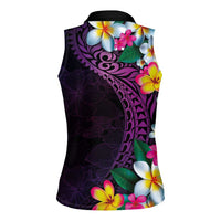 Hawaiian Plumeria-Polynesian Art Tattoo Mauve Color Women Sleeveless Polo Shirt LT03 - Polynesian Pride