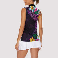 Hawaiian Plumeria-Polynesian Art Tattoo Mauve Color Women Sleeveless Polo Shirt LT03 - Polynesian Pride