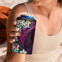 Hawaiian Plumeria-Polynesian Art Tattoo Plum Pink Color 4 in 1 Can Cooler Tumbler LT03 - Polynesian Pride