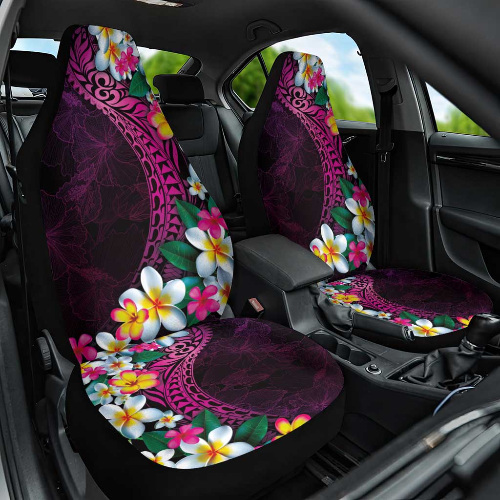 Hawaiian Plumeria-Polynesian Art Tattoo Plum Pink Color Car Seat Cover LT03 One Size Pink - Polynesian Pride