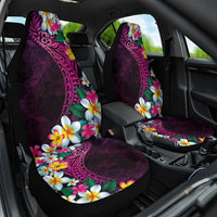 Hawaiian Plumeria-Polynesian Art Tattoo Plum Pink Color Car Seat Cover LT03 One Size Pink - Polynesian Pride