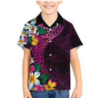 Hawaiian Plumeria-Polynesian Art Tattoo Plum Pink Color Family Matching Mermaid Dress and Hawaiian Shirt LT03 Son's Shirt Pink - Polynesian Pride