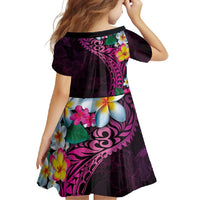 Hawaiian Plumeria-Polynesian Art Tattoo Plum Pink Color Family Matching Off Shoulder Maxi Dress and Hawaiian Shirt LT03 - Polynesian Pride