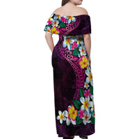 Hawaiian Plumeria-Polynesian Art Tattoo Plum Pink Color Family Matching Off Shoulder Maxi Dress and Hawaiian Shirt LT03 - Polynesian Pride
