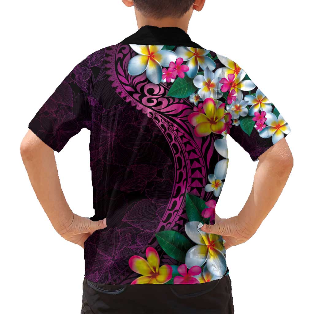 Hawaiian Plumeria-Polynesian Art Tattoo Plum Pink Color Family Matching Puletasi and Hawaiian Shirt LT03 - Polynesian Pride