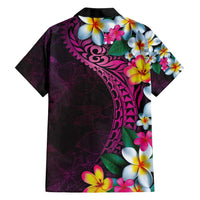 Hawaiian Plumeria-Polynesian Art Tattoo Plum Pink Color Family Matching Summer Maxi Dress and Hawaiian Shirt LT03 - Polynesian Pride