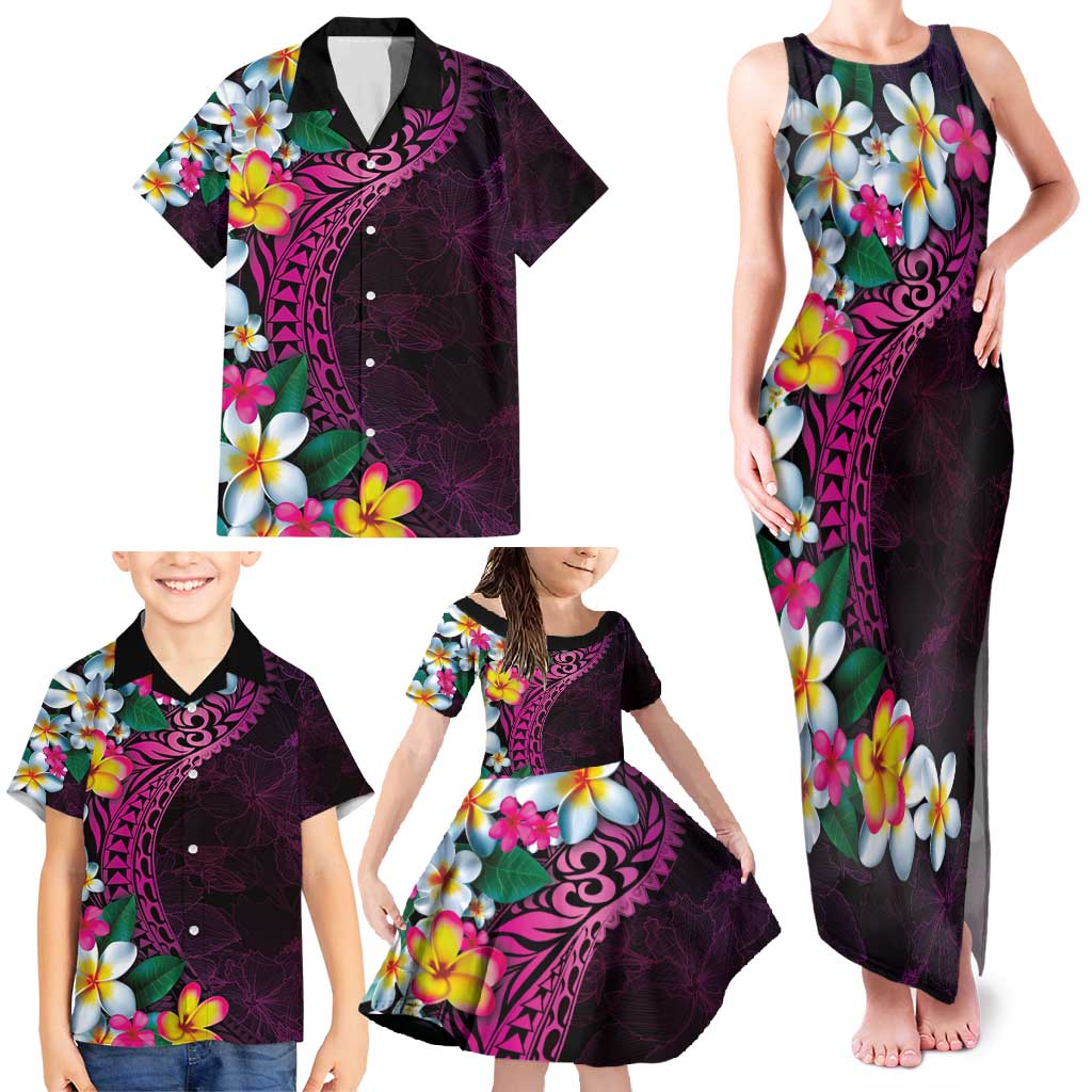 Hawaiian Plumeria-Polynesian Art Tattoo Plum Pink Color Family Matching Tank Maxi Dress and Hawaiian Shirt LT03 - Polynesian Pride
