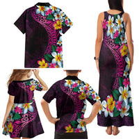 Hawaiian Plumeria-Polynesian Art Tattoo Plum Pink Color Family Matching Tank Maxi Dress and Hawaiian Shirt LT03 - Polynesian Pride