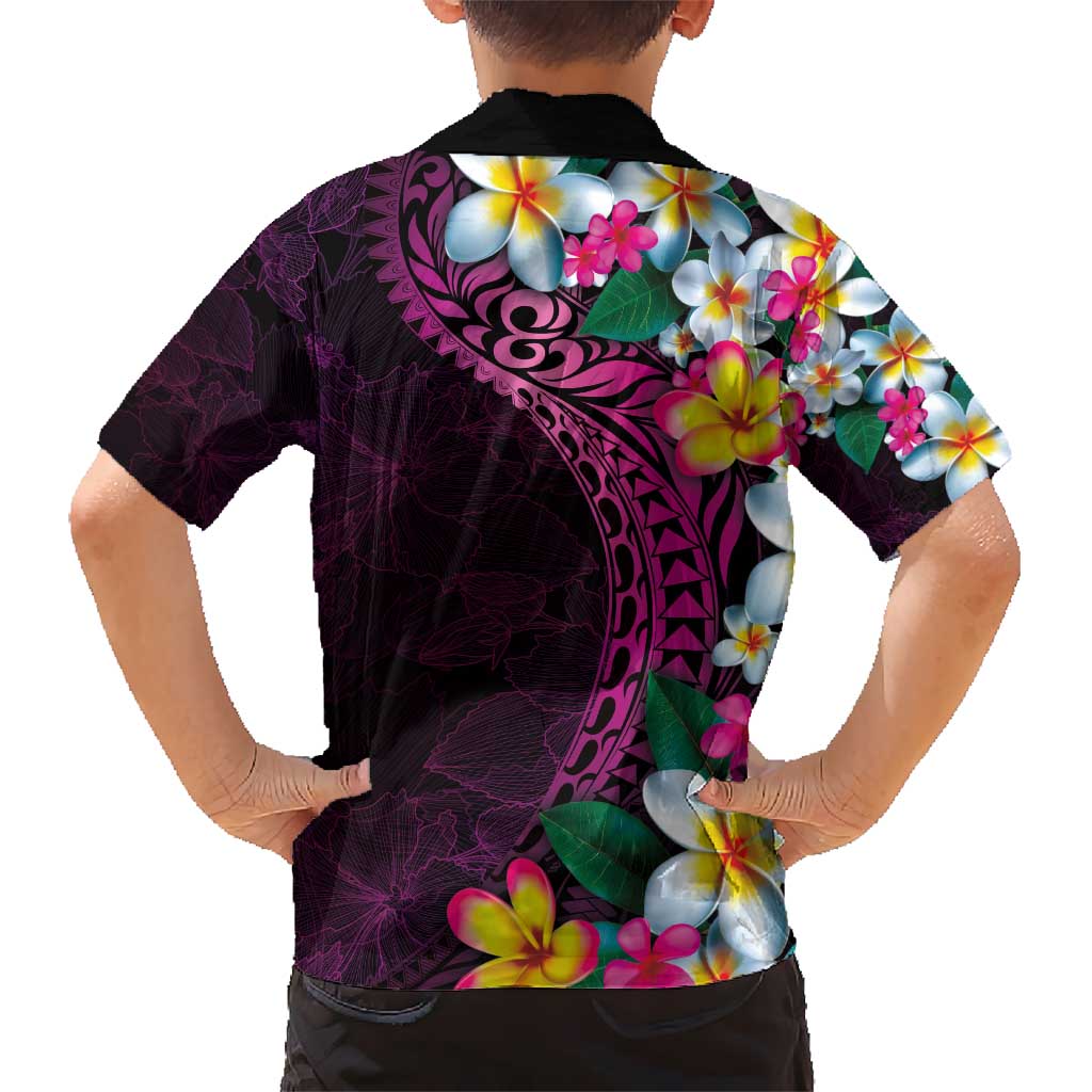 Hawaiian Plumeria-Polynesian Art Tattoo Plum Pink Color Kid Hawaiian Shirt LT03 - Polynesian Pride
