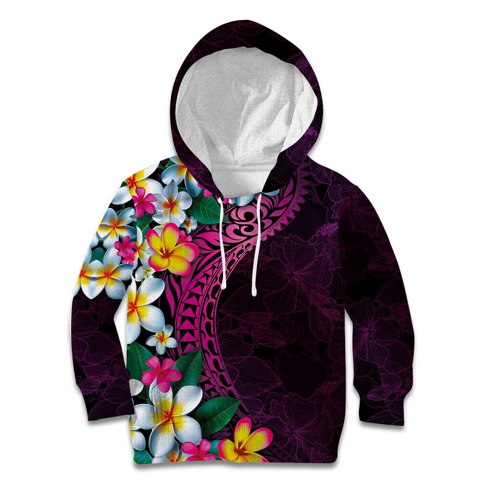 Hawaiian Plumeria-Polynesian Art Tattoo Plum Pink Color Kid Hoodie LT03 Hoodie Pink - Polynesian Pride