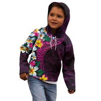 Hawaiian Plumeria-Polynesian Art Tattoo Plum Pink Color Kid Hoodie LT03 - Polynesian Pride