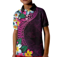 Hawaiian Plumeria-Polynesian Art Tattoo Plum Pink Color Kid Polo Shirt LT03 Kid Pink - Polynesian Pride
