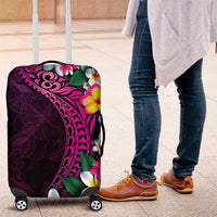Hawaiian Plumeria-Polynesian Art Tattoo Plum Pink Color Luggage Cover LT03 Pink - Polynesian Pride