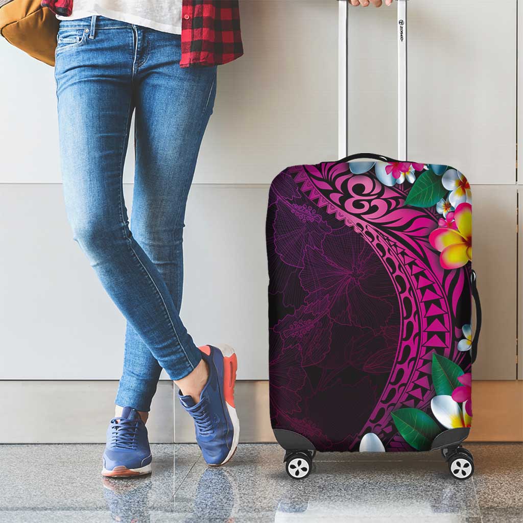 Hawaiian Plumeria-Polynesian Art Tattoo Plum Pink Color Luggage Cover LT03 - Polynesian Pride
