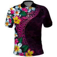 Hawaiian Plumeria-Polynesian Art Tattoo Plum Pink Color Polo Shirt LT03 Pink - Polynesian Pride