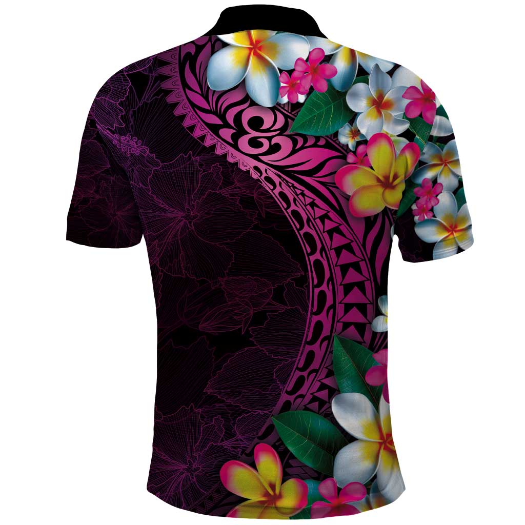Hawaiian Plumeria-Polynesian Art Tattoo Plum Pink Color Polo Shirt LT03 - Polynesian Pride