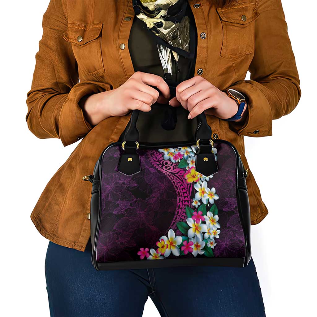 Hawaiian Plumeria-Polynesian Art Tattoo Plum Pink Color Shoulder Handbag
