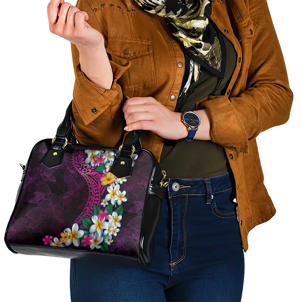 Hawaiian Plumeria-Polynesian Art Tattoo Plum Pink Color Shoulder Handbag