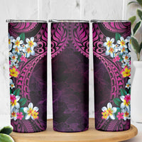 Hawaiian Plumeria-Polynesian Art Tattoo Plum Pink Color Skinny Tumbler LT03 - Polynesian Pride