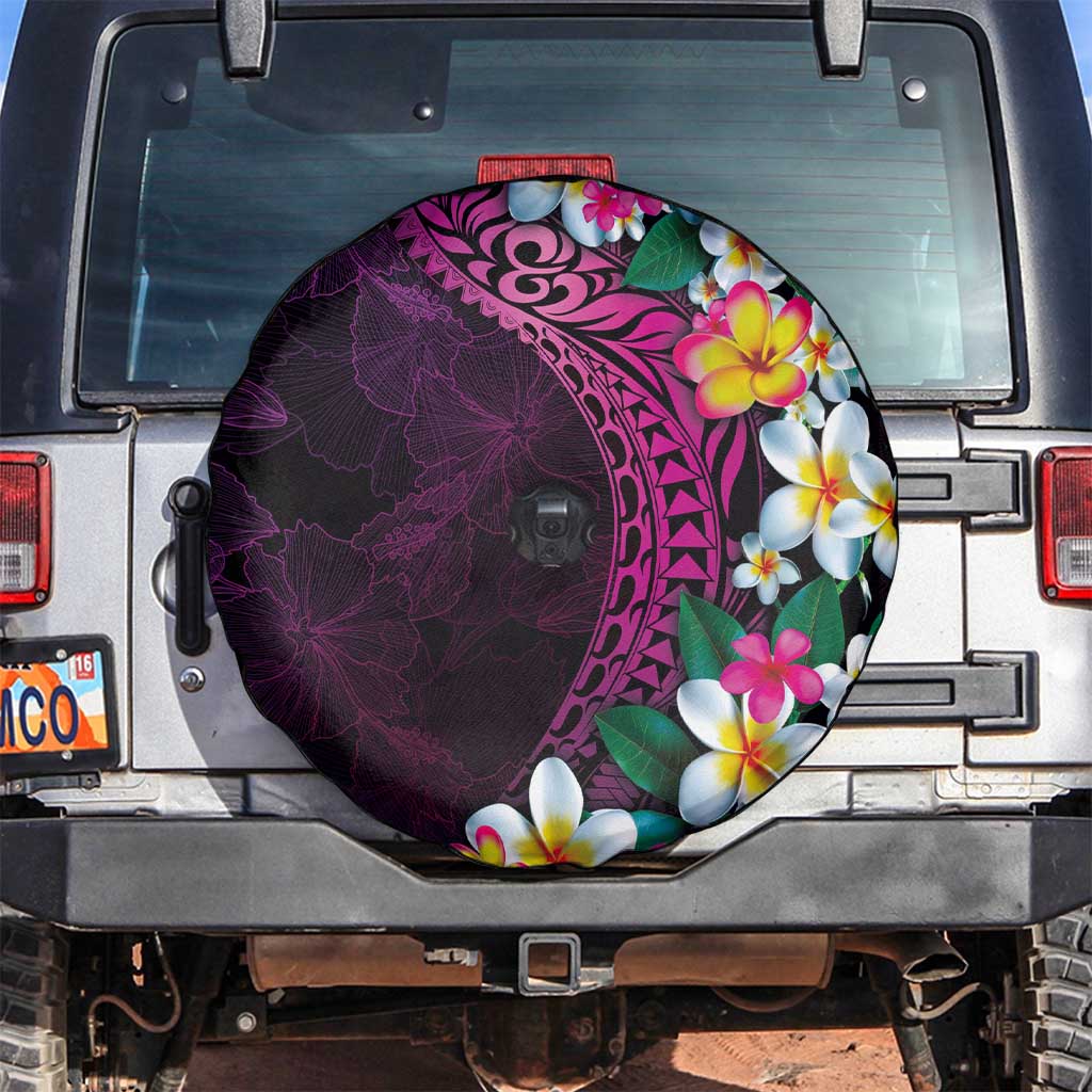Hawaiian Plumeria-Polynesian Art Tattoo Plum Pink Color Spare Tire Cover LT03 Pink - Polynesian Pride