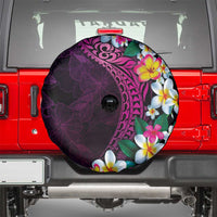 Hawaiian Plumeria-Polynesian Art Tattoo Plum Pink Color Spare Tire Cover LT03 - Polynesian Pride