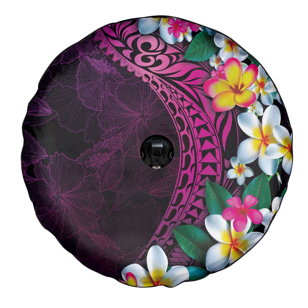 Hawaiian Plumeria-Polynesian Art Tattoo Plum Pink Color Spare Tire Cover LT03 - Polynesian Pride