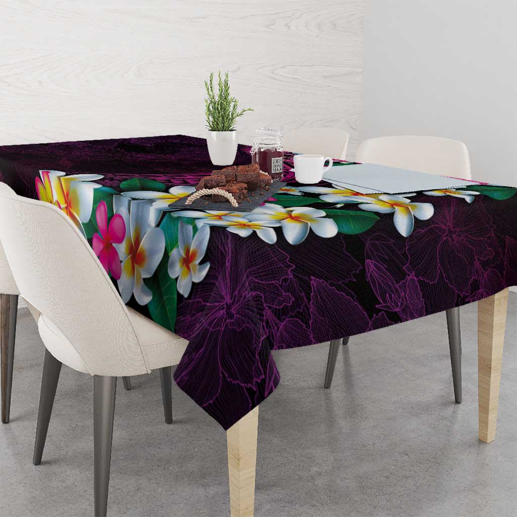 Hawaiian Plumeria-Polynesian Art Tattoo Plum Pink Color Tablecloth LT03 - Polynesian Pride
