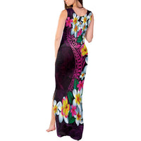 Hawaiian Plumeria-Polynesian Art Tattoo Plum Pink Color Tank Maxi Dress LT03 - Polynesian Pride
