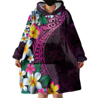 Hawaiian Plumeria-Polynesian Art Tattoo Plum Pink Color Wearable Blanket Hoodie LT03 - Polynesian Pride