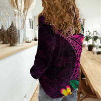 Hawaiian Plumeria-Polynesian Art Tattoo Plum Pink Color Women Casual Shirt LT03 - Polynesian Pride