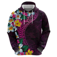 Hawaiian Plumeria-Polynesian Art Tattoo Plum Pink Color Zip Hoodie LT03 - Polynesian Pride