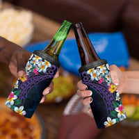 Hawaiian Plumeria-Polynesian Art Tattoo Frosted Blue Violet Color 4 in 1 Can Cooler Tumbler LT03 - Polynesian Pride