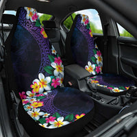 Hawaiian Plumeria-Polynesian Art Tattoo Frosted Blue Violet Color Car Seat Cover LT03 One Size Blue - Polynesian Pride