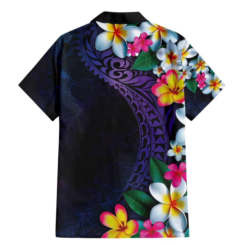 Hawaiian Plumeria-Polynesian Art Tattoo Frosted Blue Violet Color Family Matching Mermaid Dress and Hawaiian Shirt LT03 - Polynesian Pride