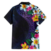 Hawaiian Plumeria-Polynesian Art Tattoo Frosted Blue Violet Color Family Matching Off Shoulder Maxi Dress and Hawaiian Shirt LT03 - Polynesian Pride