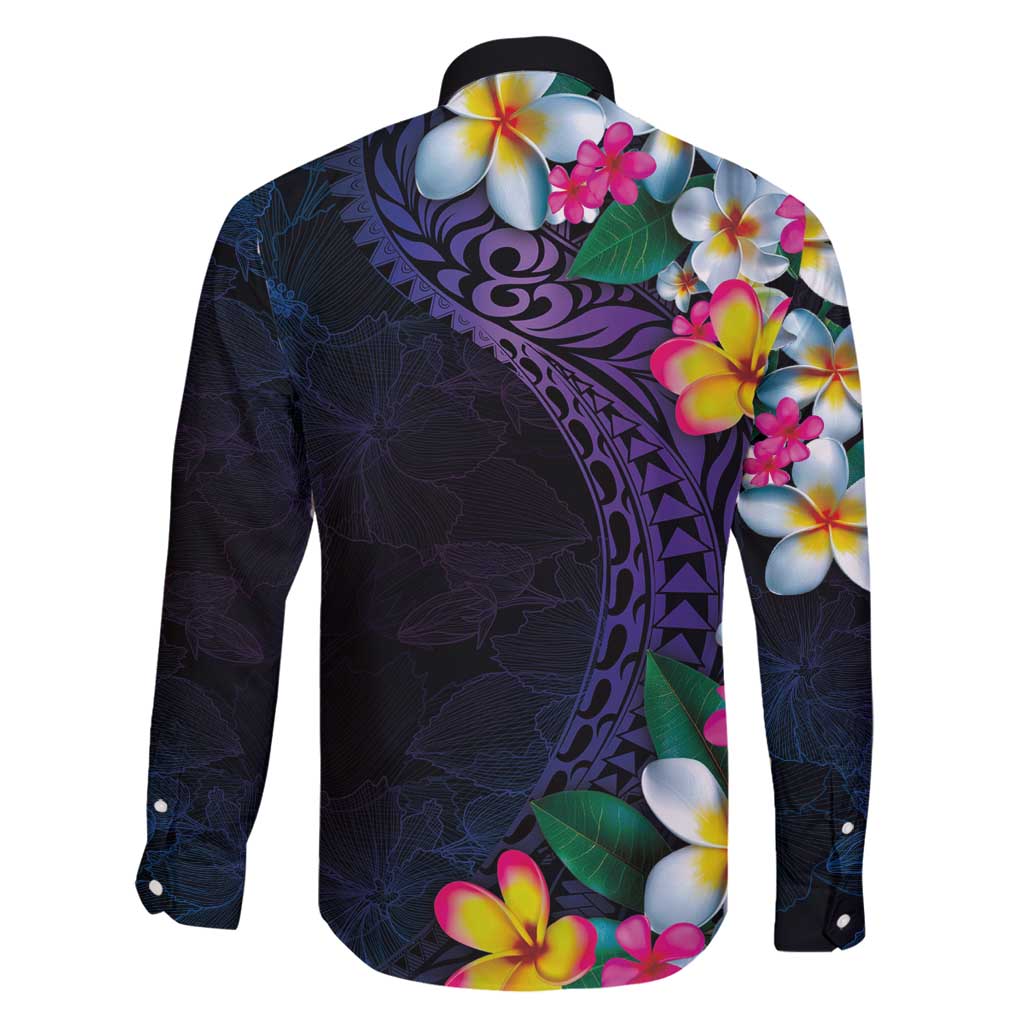 Hawaiian Plumeria-Polynesian Art Tattoo Frosted Blue Violet Color Family Matching Summer Maxi Dress and Hawaiian Shirt LT03 - Polynesian Pride