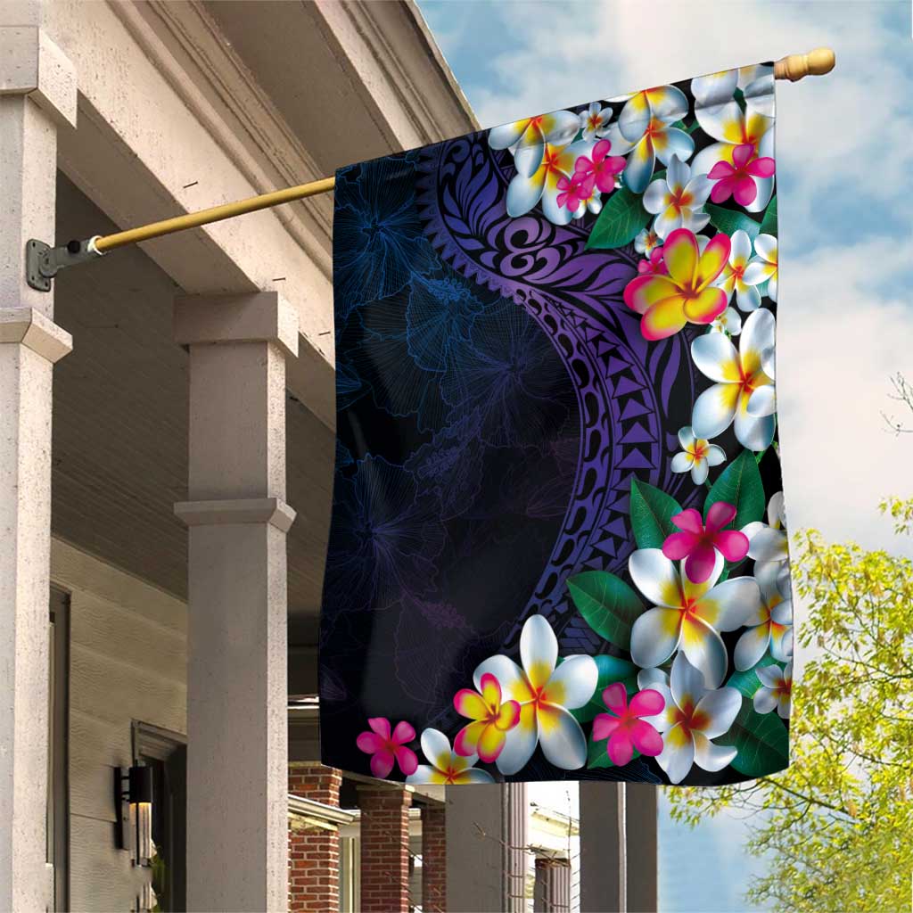 Hawaiian Plumeria-Polynesian Art Tattoo Frosted Blue Violet Color Garden Flag LT03 House Flag Blue - Polynesian Pride