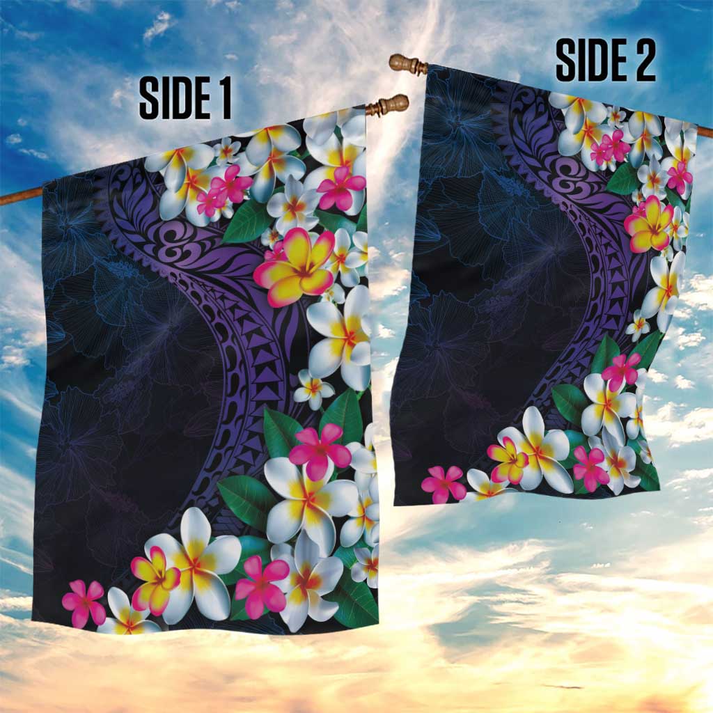 Hawaiian Plumeria-Polynesian Art Tattoo Frosted Blue Violet Color Garden Flag LT03 - Polynesian Pride